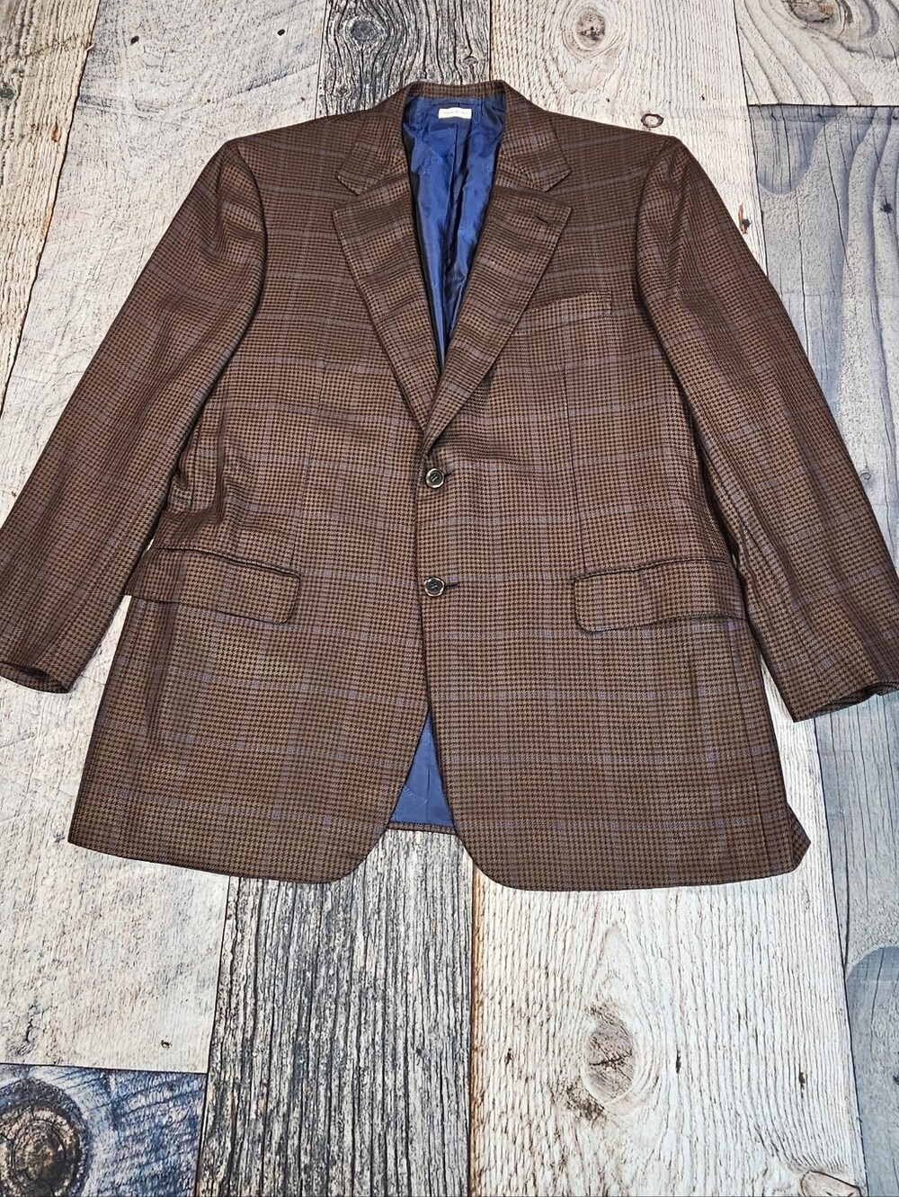 Brioni for Neiman Marcus Wool & Silk Plaid Sports Coat Brown 44R Made in Italy